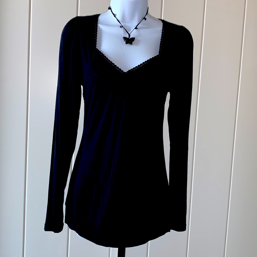 American Rag V Neck black long sleeves top
